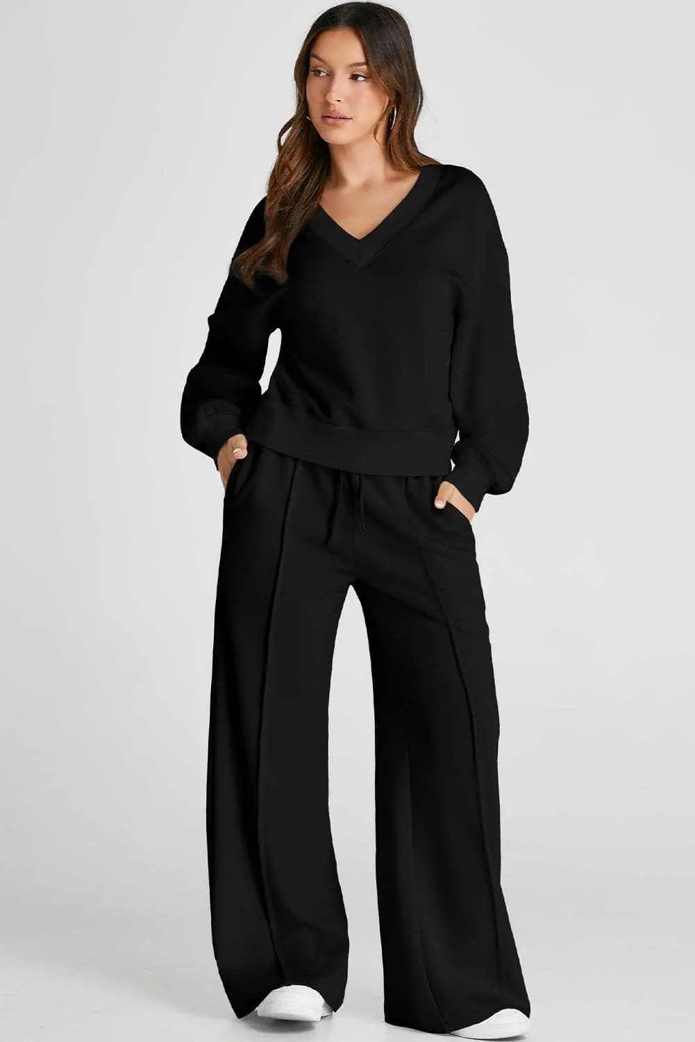Chic v-neck long sleeve activewear set - Love Salve